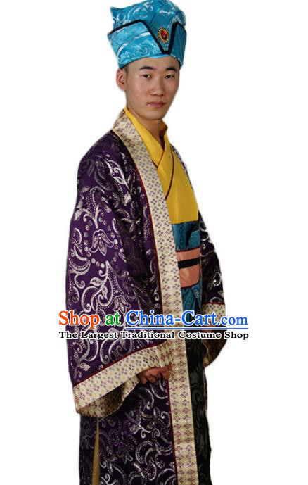 Chinese Ancient Ministry Councillor Costumes Three Kingdoms Period Garments Traditional Merchant Prince Clothing