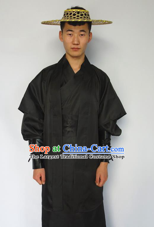 Chinese Ancient Swordsman Costumes Ming Dynasty Garments Traditional Hanfu Hero Black Clothing