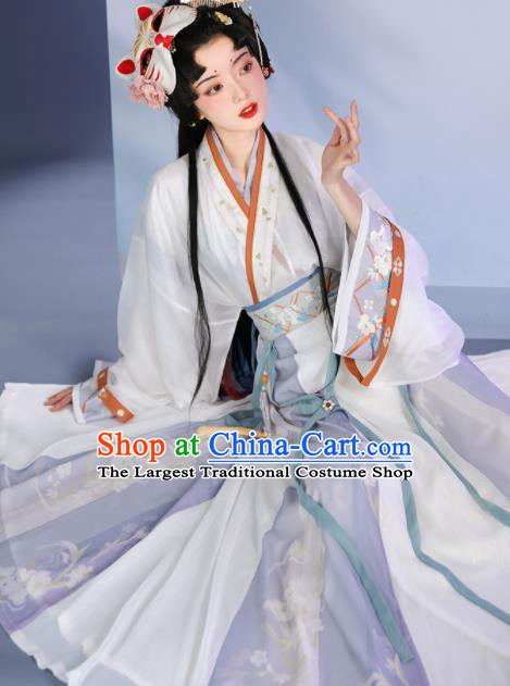 Chinese Traditional Embroidered Hanfu Dress Jin Dynasty Garment Costumes Ancient Palace Princess Clothing