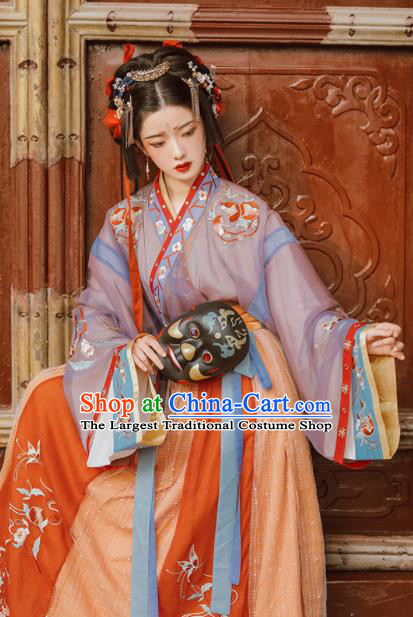 Chinese Traditional Embroidered Hanfu Dresses Jin Dynasty Princess Garment Costumes Ancient Palace Lady Clothing