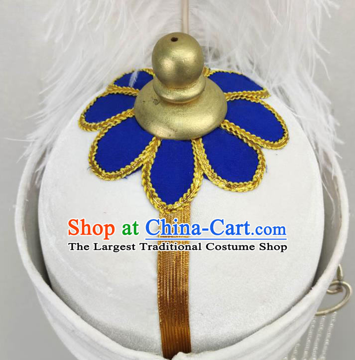 China Shaoxing Opera YOung Male Headwear Ancient Princess Beads Feather Hat Peking Opera Headpiece