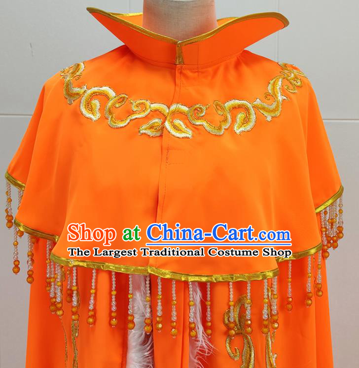 Chinese Shaoxing Opera Empress Da Yu Er Clothing Peking Opera Hua Tan Garment Costume Ancient Queen Orange Cape