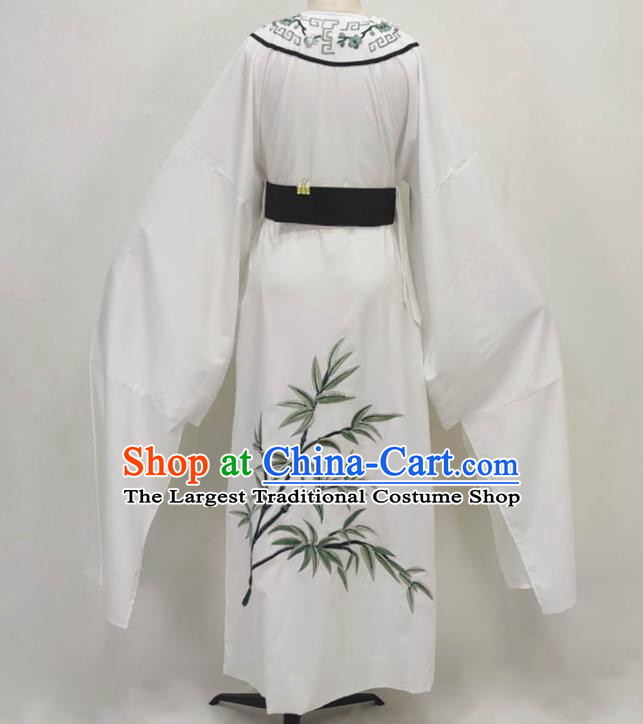 Chinese Ancient Scholar White Robe Shaoxing Opera Young Man Clothing Peking Opera Xiaosheng Garment Costume