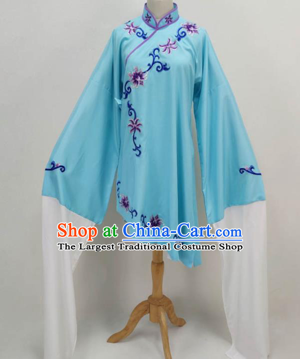 Chinese Ancient Rich Lady Blue Dress Shaoxing Opera Actress Clothing Peking Opera Diva Garment Costume