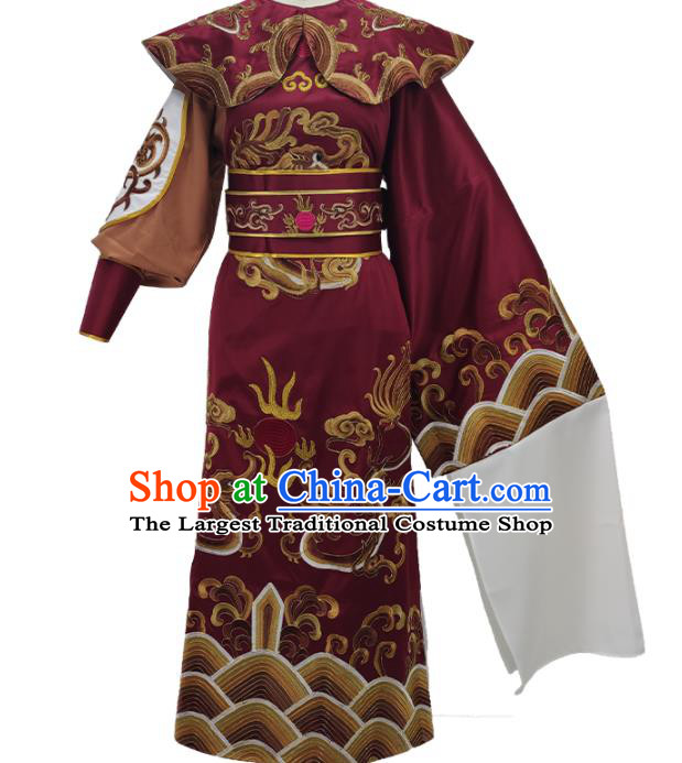 Chinese Peking Opera Wusheng Garment Costume Ancient General Red Robe Shaoxing Opera Swordsman Clothing