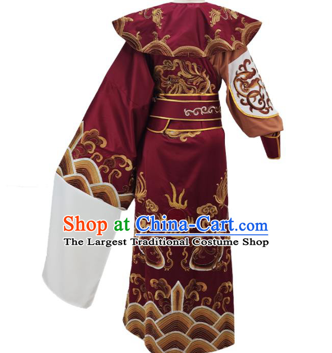 Chinese Peking Opera Wusheng Garment Costume Ancient General Red Robe Shaoxing Opera Swordsman Clothing