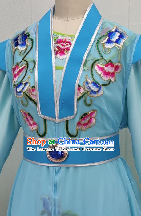 Chinese Shaoxing Opera Young Childe Clothing Peking Opera Xiaosheng Garment Costume Ancient Scholar Blue Robe