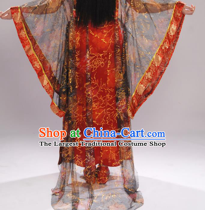 Chinese Tang Dynasty Costumes Ancient Dance Lady Clothing Traditional Court Red Dress Garments