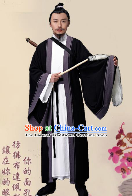 Chinese Drama Water Margin Gongsun Sheng Garments Song Dynasty Costumes Ancient Taoist Priest Clothing