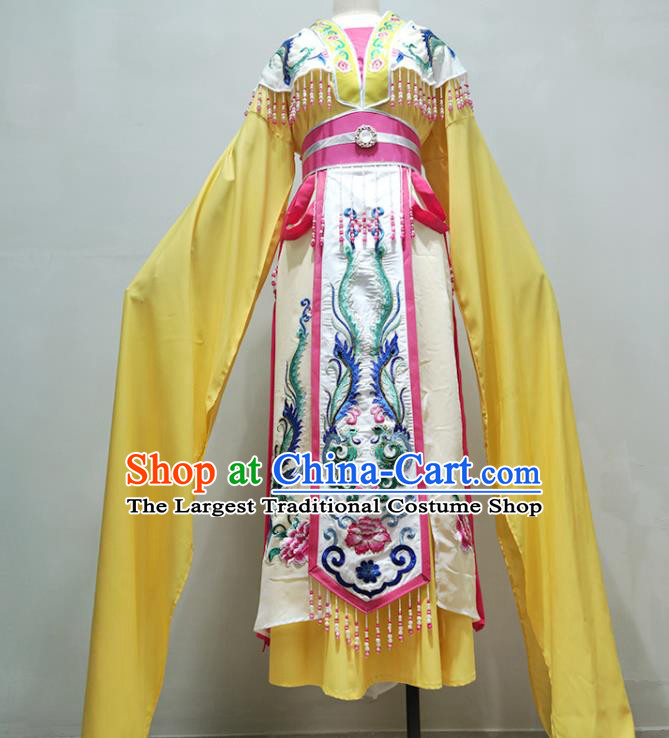Chinese Peking Opera Hua Tan Garment Costume Ancient Princess Yellow Dress Shaoxing Opera Imperial Consort Clothing
