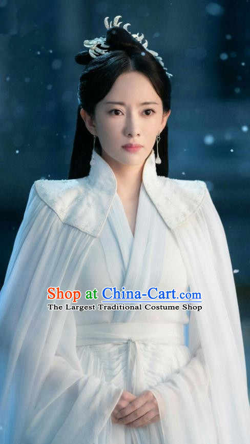 Chinese Swordswoman Clothing TV Series Ancient Love Poetry Xue Ying White Dress Snow Goddess Garment Costumes