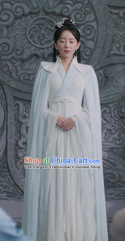 Chinese Swordswoman Clothing TV Series Ancient Love Poetry Xue Ying White Dress Snow Goddess Garment Costumes