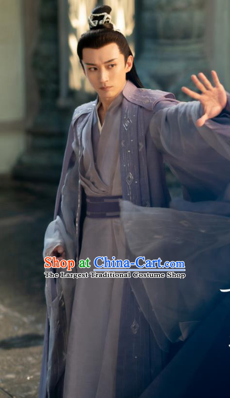 Chinese Swordsman Clothing TV Series Ancient Love Poetry Tian Qi Violet Suit Ancient Immortal Garment Costumes