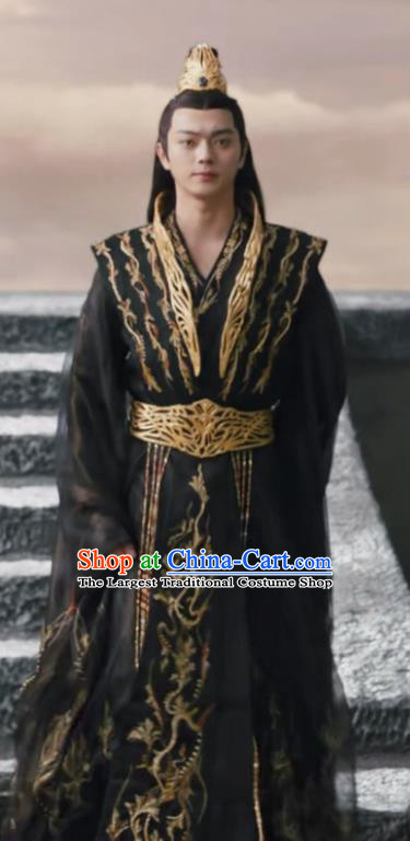 Chinese Ancient Immortal Garment Costume Swordsman King Clothing TV Series Ancient Love Poetry Bai Xuan Black Suit