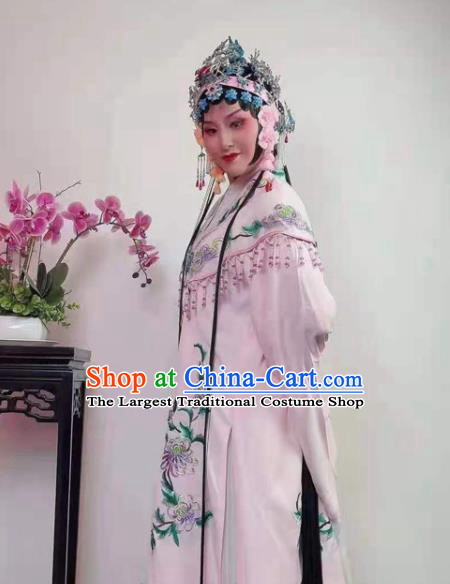 Chinese Huangmei Opera Noble Woman Clothing Ancient Young Lady Costume Beijing Opera Hua Tan Pink Cape