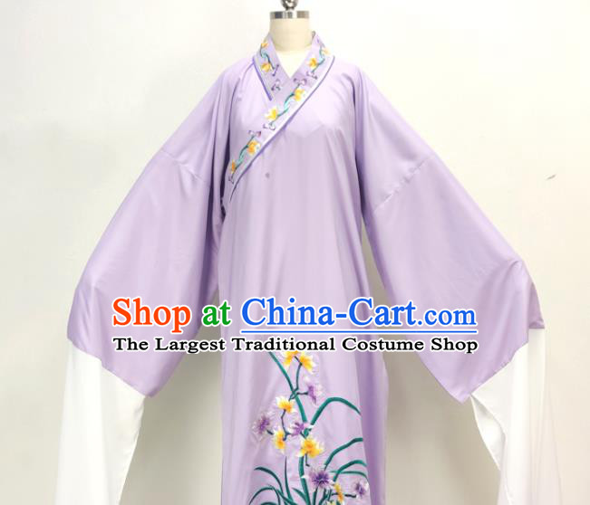 Chinese Beijing Opera Xiaosheng Purple Embroidered Robe Shaoxing Opera Young Childe Clothing Ancient Scholar Costume