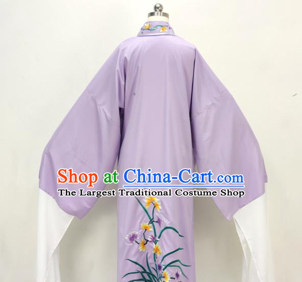 Chinese Beijing Opera Xiaosheng Purple Embroidered Robe Shaoxing Opera Young Childe Clothing Ancient Scholar Costume