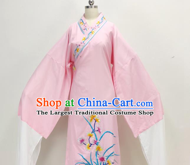 Chinese Ancient Scholar Costume Beijing Opera Xiaosheng Pink Embroidered Robe Shaoxing Opera Young Childe Clothing