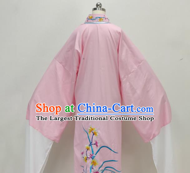 Chinese Ancient Scholar Costume Beijing Opera Xiaosheng Pink Embroidered Robe Shaoxing Opera Young Childe Clothing