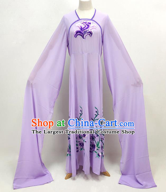 Chinese Huangmei Opera Palace Lady Clothing Ancient Servant Girl Costume Beijing Opera Diva Water Sleeve Violet Dress