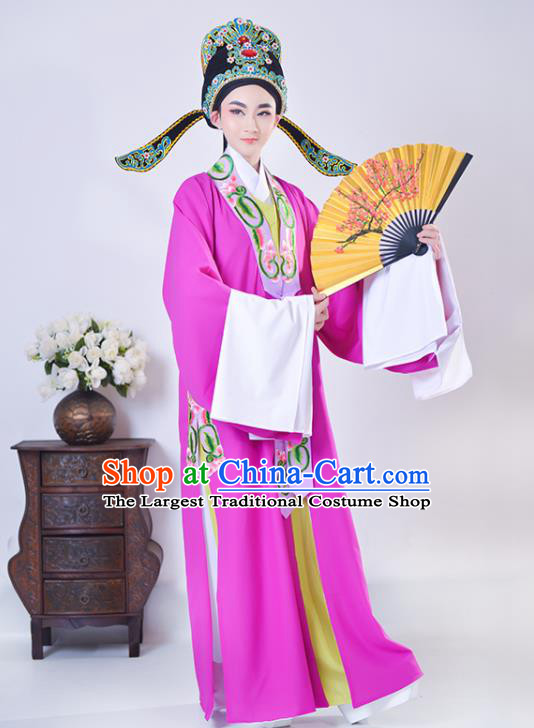 Chinese Shaoxing Opera Young Male Clothing Ancient Scholar Zhao Sheng Costume Beijing Opera Xiaosheng Magenta Cape