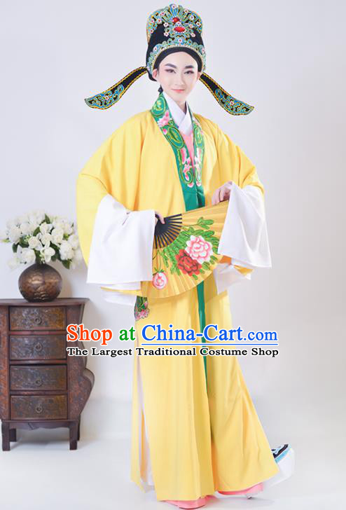 Chinese Beijing Opera Xiaosheng Yellow Cape Shaoxing Opera Young Male Clothing Ancient Scholar Zhao Sheng Costume