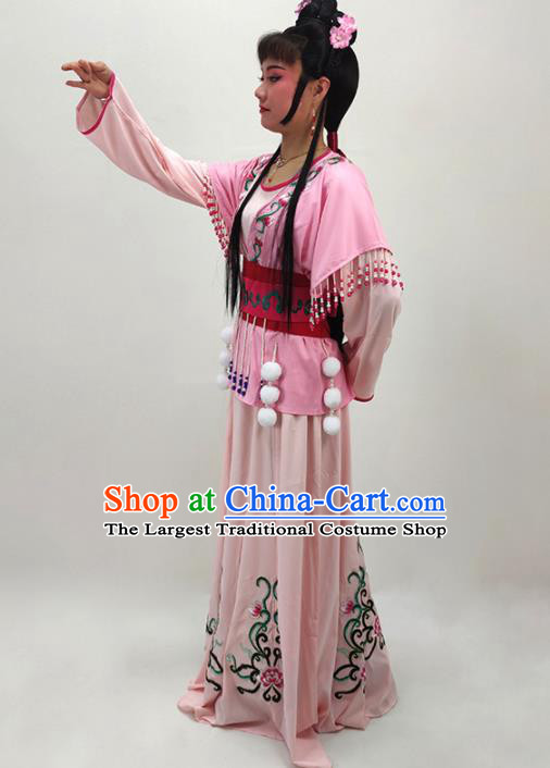 Chinese Beijing Opera Diva Pink Dress Shaoxing Opera Young Lady Clothing Ancient Fairy Costume