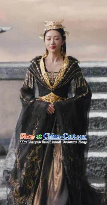 Chinese Ancient Goddess Queen Black Dress TV Series Ancient Love Poetry Jin Zhao Garment Clothing