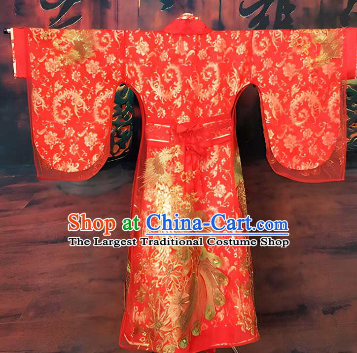 Chinese Wedding Costume Han Dynasty Empress Clothing Ancient Embroidered Red Dress