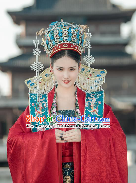 Chinese Ancient Empress Red Dress Traditional Embroidered Wedding Costume Song Dynasty Clothing