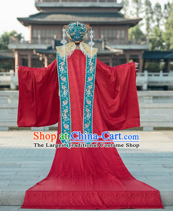 Chinese Ancient Empress Red Dress Traditional Embroidered Wedding Costume Song Dynasty Clothing