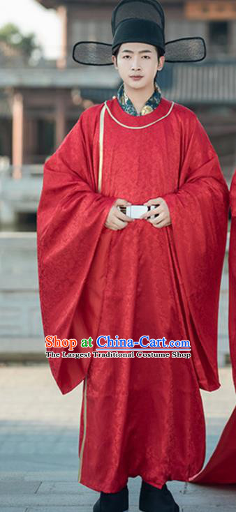 Chinese Song Dynasty Wedding Clothing Ancient Groom Red Robe Traditional Official Costume