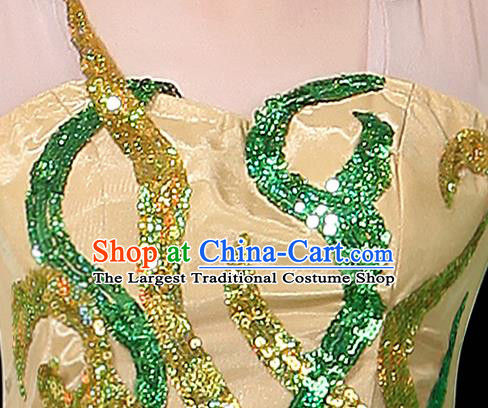 Chinese Spring Festival Gala Opening Dance Dress Modern Dance Clothing Green Leaf Costume
