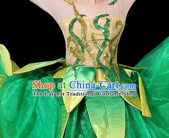 Chinese Spring Festival Gala Opening Dance Dress Modern Dance Clothing Green Leaf Costume