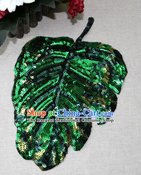 Top Banana Leaf Patch Costume Green Sequins Accessories