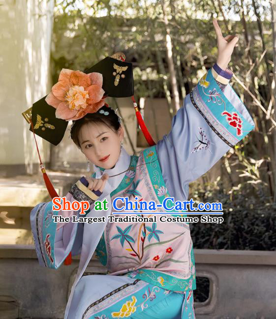 Chinese Qing Dynasty Princess Garment Costumes Traditional Manchu Lady Clothing TV Series My Fair Princess Xiao Yanzi Dress