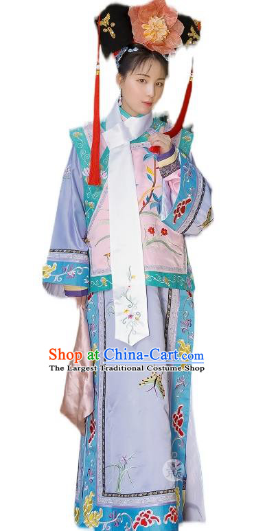 Chinese Qing Dynasty Princess Garment Costumes Traditional Manchu Lady Clothing TV Series My Fair Princess Xiao Yanzi Dress