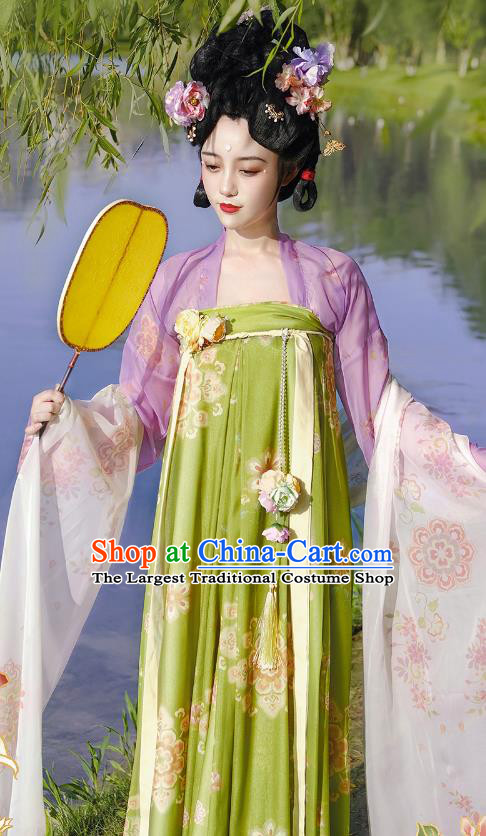 Chinese Tang Dynasty Young Beauty Garment Costumes Traditional Hanfu Ancient Palace Woman Dress