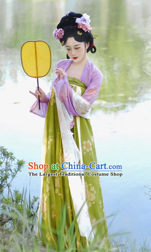 Chinese Tang Dynasty Young Beauty Garment Costumes Traditional Hanfu Ancient Palace Woman Dress