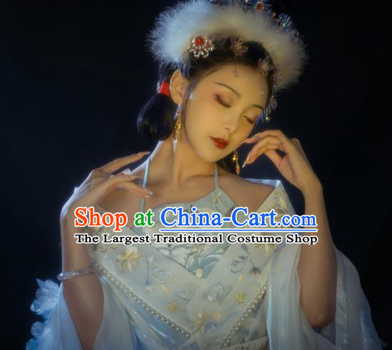 Chinese Drama Journey to the West Fox Fairy Costumes Traditional White Garment Clothing Ancient Princess Dresses
