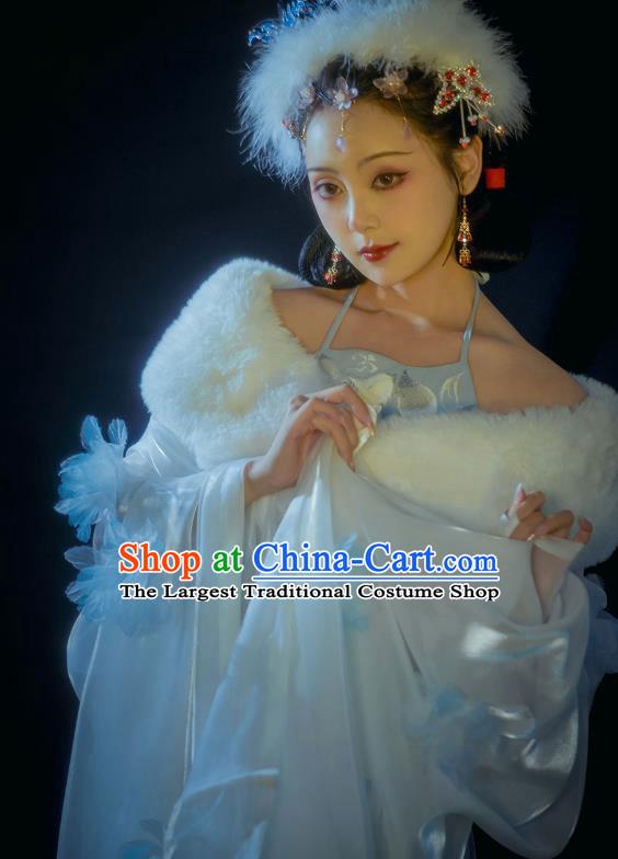 Chinese Drama Journey to the West Fox Fairy Costumes Traditional White Garment Clothing Ancient Princess Dresses