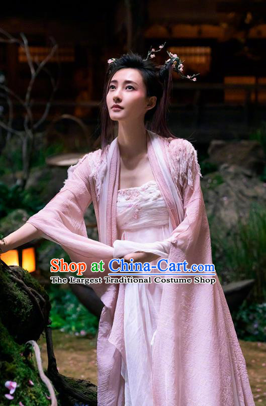 Chinese Fantasy Film The Yinyang Master Replica Costume Ancient Peach Blossom Fairy Pink Dress