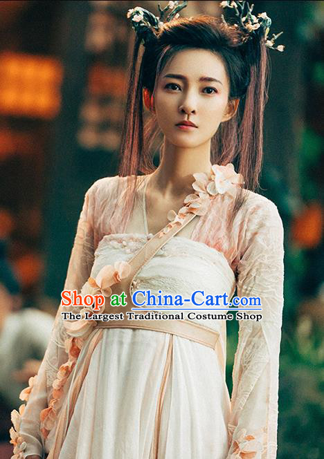 Chinese Ancient Peach Blossom Banshee Dress Clothing Film The Yinyang Master Fairy Tao Hua Costume