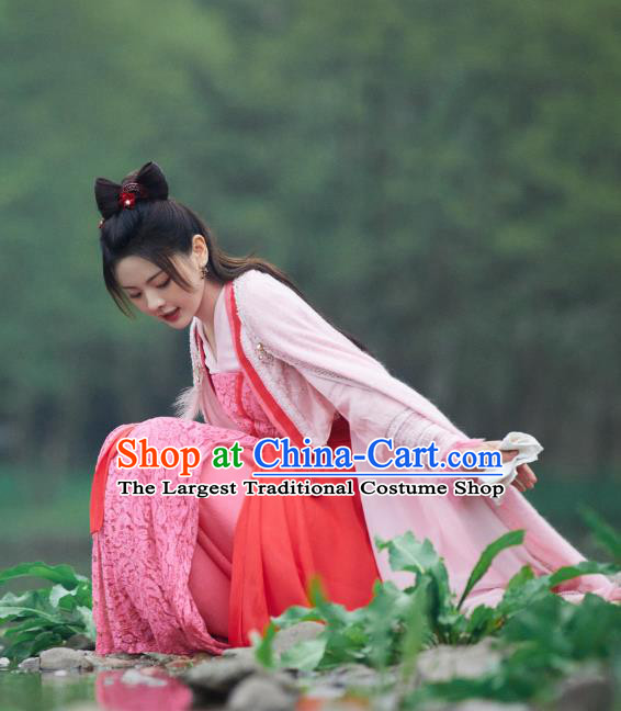 Chinese Wu Xia TV Series Heros Wen Rou Costume Ancient Swordswoman Clothing Traditional Young Heroine Red Dress