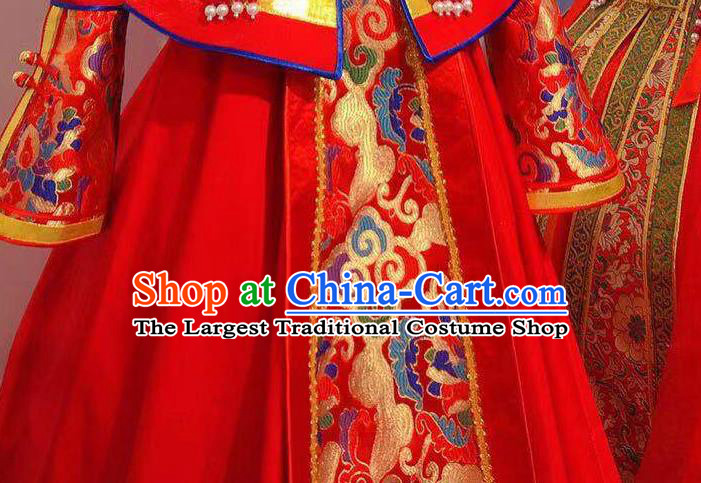 Chinese Mongol Nationality Wedding Dress Mongolian Folk Dance Costume Traditional Festival Red Robe Ethnic Women Clothing