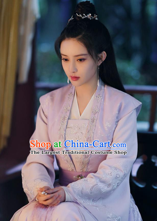Chinese Wuxia TV Series Heros Lei Chun Costume Ancient Princess Clothing Traditional Noble Lady Lilac Dress