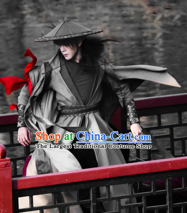 Chinese Wuxia TV Series Heros Bai Chou Fei Costume Ancient Swordsman Black Clothing Traditional knight Errant Garments