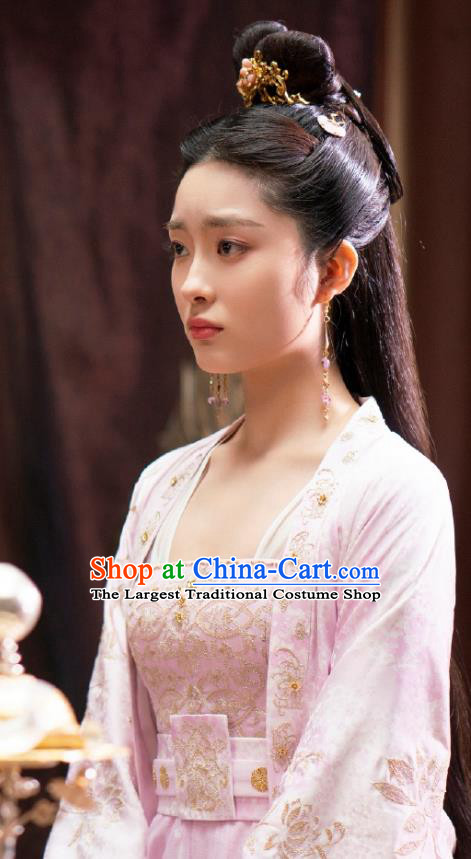 Chinese Traditional Pink Dress Garments Romantic TV Series One and Only Xing Hua Costume Ancient Princess Clothing