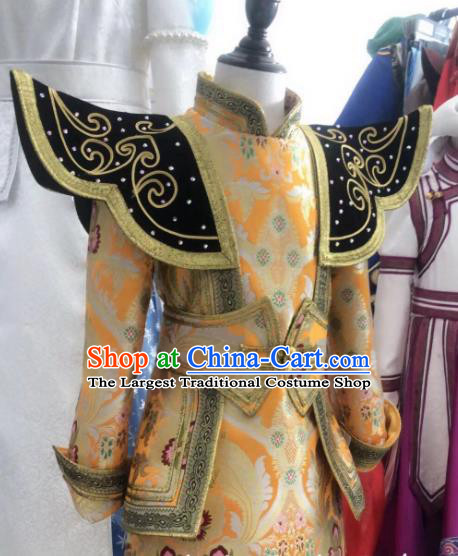 Chinese Traditional Ethnic Children Costume Mongol Nationality Folk Dance Dress Mongolian Festival Garment