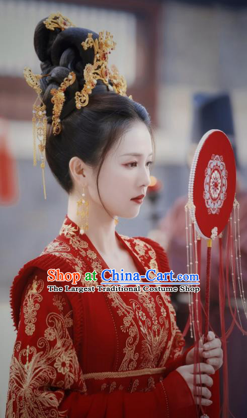 One and Only Chinese Ancient Bride Clothing Traditional Wedding Garments TV Series Prince Princess Cui Shi Yi Red Dress Costume